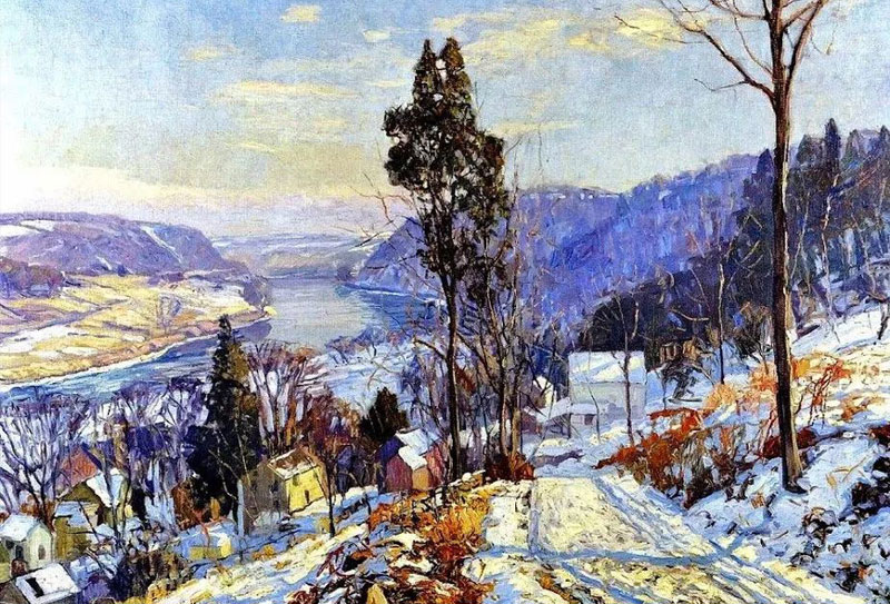 20世紀美國冬季畫家領軍人物雷德菲爾德，以大膽彩應色彩于印象派風景畫而聞名